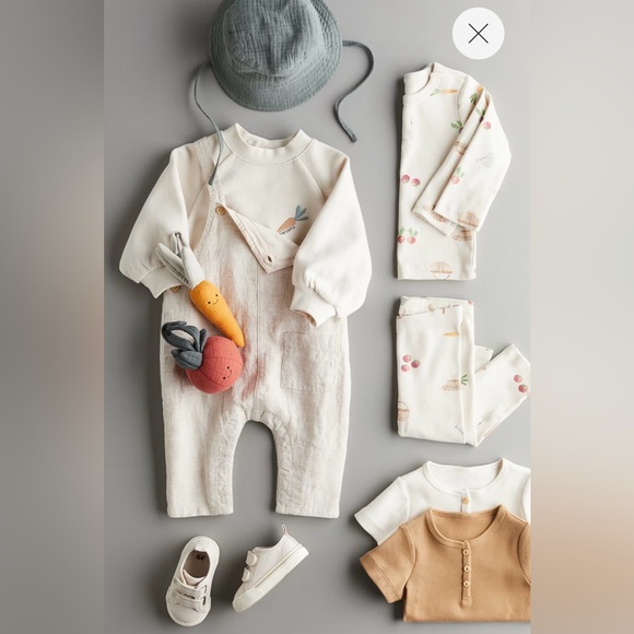 H&M Baby 2-Piece Pointelle Jersey Set Garden Vegetables Carrots Radish Kids 2T - Picture 2 of 4